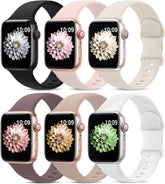 6 Pack Sport Bands Compatible with Apple Watch Band 38mm 40mm 41mm 42mm 44mm 45mm 49mm 46mm,Silicone Waterproof Strap Compatible with iWatch Apple Watch Series 10 9 Ultra 8 7 6 5 4 3 2 1 SE Women Men